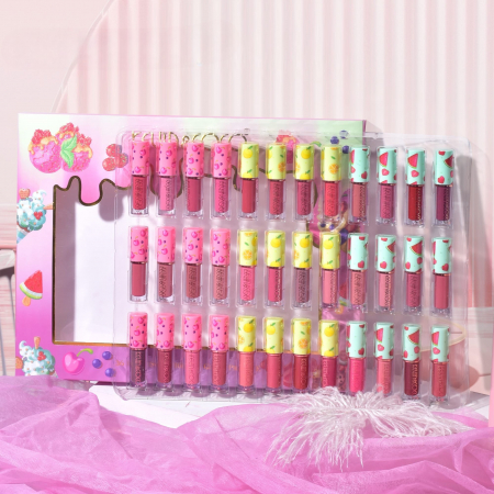 Set de Buze, KEVIN & COCO, 36 Lip Gloss-uri, Model Capac cu Fructe, 32.3 x 24.3 x 2.4 cm, Multicolor [3]