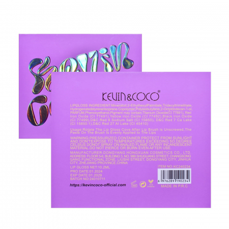 Set de Buze, KEVIN COCO, Violet Girl, 6 Lip Gloss-uri, 17 x 14.8 x 2.9 cm, Roz/Rosu/Mov [9]