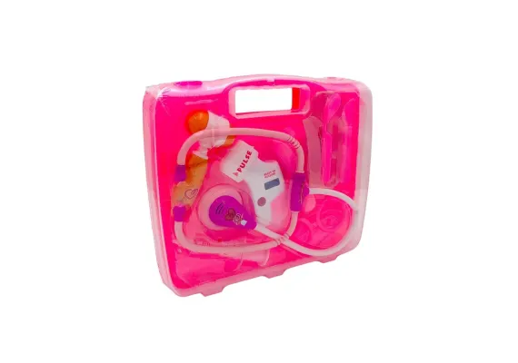Articole pentru copii Engros - Set de Doctor in Valiza roz, 10 piese, cu sunete si lumini, 26×22×5.5cm, +3ani,  