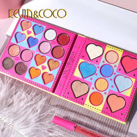 Set de Machiaj, Kevin & Coco, 26 de Culori, Pigmentate, Fard de ochi, Ruj, Gloss, Fard Obraz, 19x18x2 cm, Diferite Nuante [1]