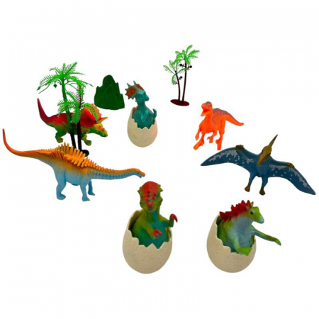 Set dinozauri cu oua si decor – figurine 7-8 cm, jucarie educativa pentru copii, tematica preistorica,  [4]
