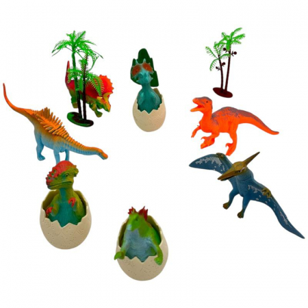 Set dinozauri cu oua si decor – figurine 7-8 cm, jucarie educativa pentru copii, tematica preistorica,  [1]