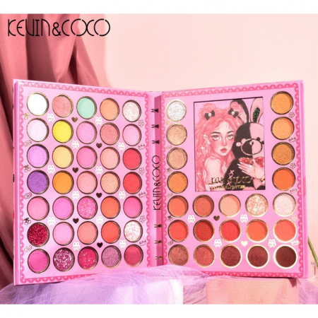 Set farduri 2 in 1 Kevin&Coco, paleta 62 nuante, mini paleta iluminator tip carte, rezistenta ridicata, 22 x 17 cm, 430 g, multicolor [5]