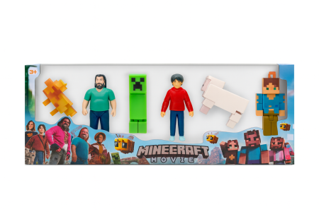 Set Figurine MineRaft Movie – Eroi, Creeper, Oaie si Accesorii Pixelate, 37x14cm [1]