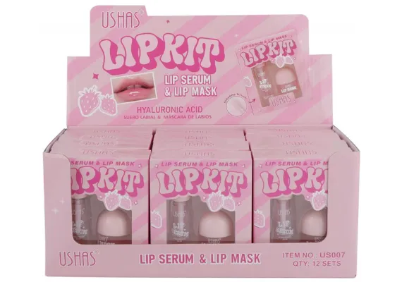 Produse pentru Buze En-gros - Set Îngrijire Buze USHAS – Lip Serum & Lip Mask cu Acid Hialuronic, Hidratare & Regenerare 
