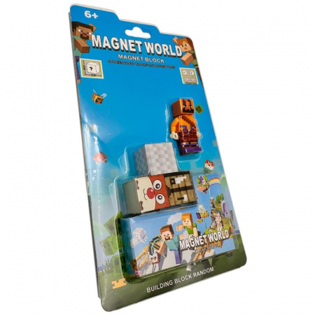 Set jucarie pentru copii cu figurina articulata si blocuri magnetice stil pixel, inspirat din jocuri video de constructie, ideal pentru joaca si colectie, varsta 6 ani+, [3]