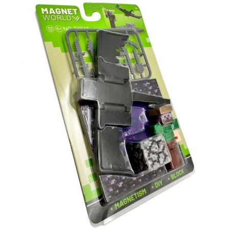 Set jucarie tip pixel cu figurina, animale, blocuri si arme – constructie magnetica pentru copii 6+ inspirata din jocuri video populare, ideal pentru colectionat si joaca creativa,  [3]