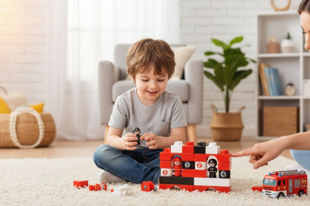 Set Blocuri de Construit – Tematica Pompieri – 29 Piese, 20x20cm [3]