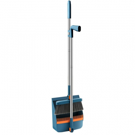 Articole pentru Casa Engros - Set Matura si Faras cu Coada , cu Dinti de Pieptene pentru Curatare Matura, rotativ, pliabil, detasabil, Otel inoxidabil si Polipropilena, albastru