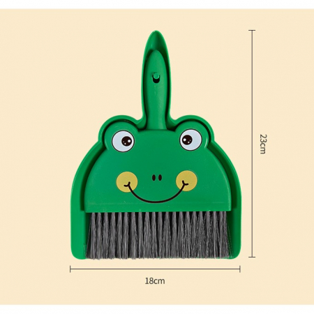 Set Mini Matura si Faras, , LITTLE CLEANER, Uz Casnic, pentru Birou, Bucatarie, Casa, Model Broscuta, 23 x 18 cm, Verde [2]