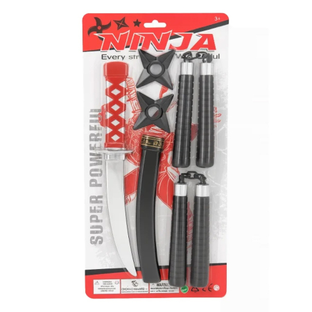 Set Ninja – 2 Sabii, 3 Stele si Nunchaku – 44x22 cm [2]