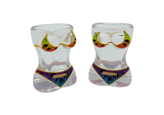 Set Pahare Suvenir Romania – Design 3D Bust, Sticla Premium – Alex Store  [0]