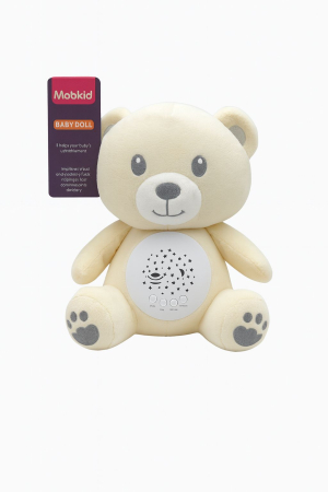 Jucarii interactive - Jucarie de Plus cu Proiectie Luminoasa si Sunete Blânde – Ursulet Baby Doll,  26x20x14cm