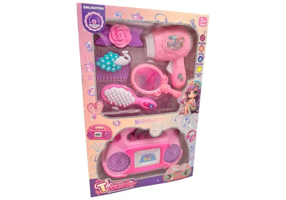 Articole pentru copii Engros - Set pentru fetite cu accesorii de frumusețe și Casetofon cu sunete, 31.5×20.5×6.5cm, +3ani,  