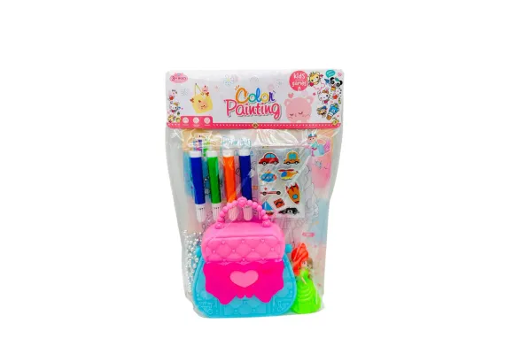 Articole pentru copii Engros - Set pentru fetite cu Poseta, Papusa si plansa de colorat, 30×21cm, +3ani,  
