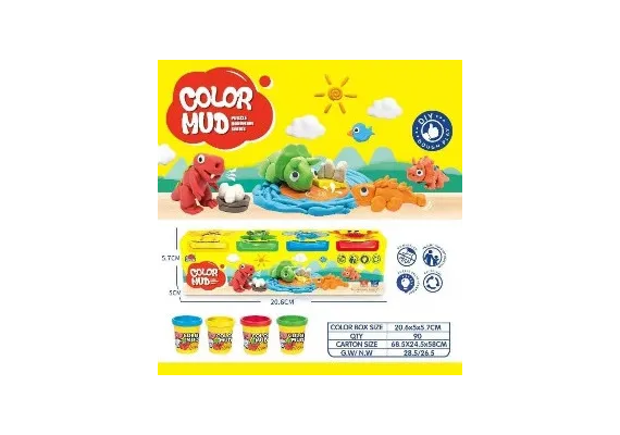 Articole pentru copii Engros - Set Plastilina Color Mud cu 4 Culori - Creativitate si Distractie pentru Copii 