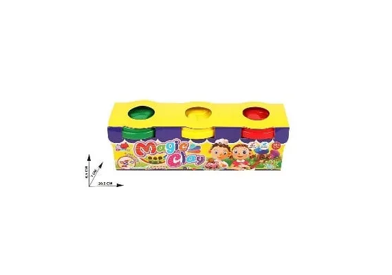 Articole pentru copii Engros - Set Plastilina Magic Clay, 3 culori vibrante, pentru modelaj si joaca creativa, non-toxica, 
