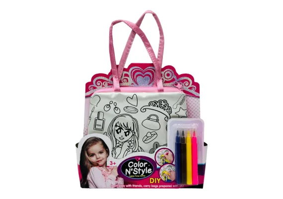 Articole pentru copii Engros - Set Poseta care se coloreaza si carioci, pentru fetite, Color N'Style, 19×19cm, +3ani,  