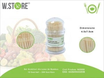 Set scobitori din lemn de bambus – Accesorii naturale, biodegradabile, ideale pentru uz casnic, restaurant sau petreceri,  [1]