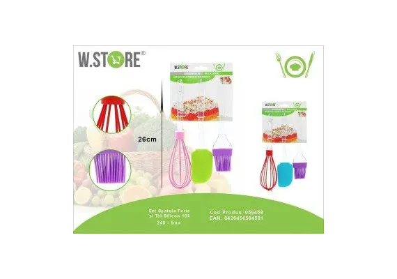 Articole pentru Casa Engros - Set spatula, perie si tel din silicon pentru bucatarie – Ustensile rezistente la temperaturi ridicate, ideale pentru gatit, copt si patiserie, 