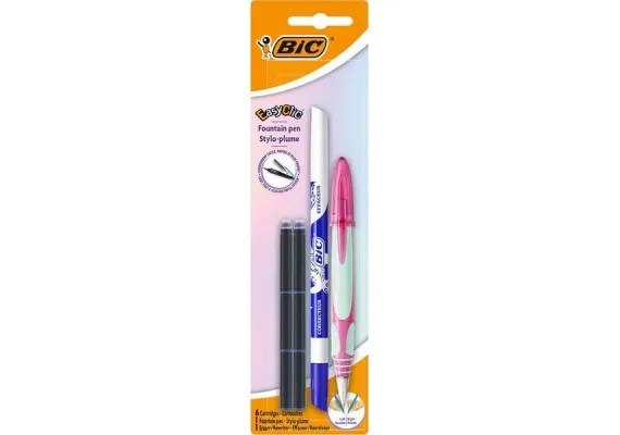 Birotica, papetarie si rechizite Engros - Set stilou Bic Easy Clic cu pic corector si 6 rezerve – scriere si corectare usoara pentru scoala, 