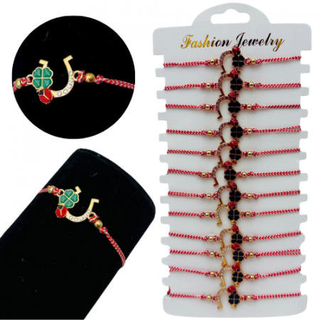 Set12 bratari Martisor Potcoava norocoasa, cu margele si snur reglabil  [1]