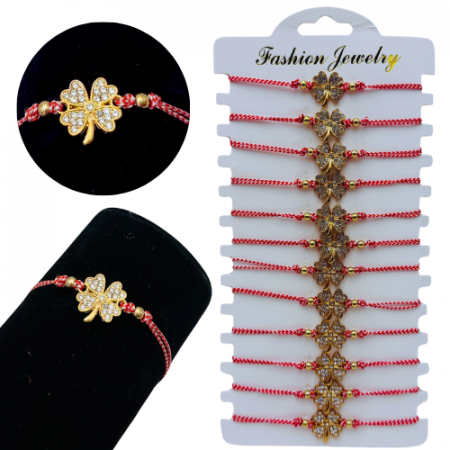 Set12 bratari Martisor Trifoi norocos, cu margele si snur reglabil  [1]