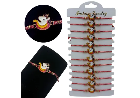 Bacanie Engros - Set12 Bratari Martisor Unicorn, cu margele, snur reglabil 