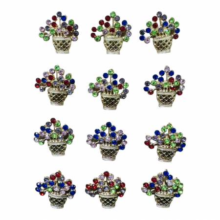 Set12 Brose Martisor marime mica, 3.5cm, Cosulet cu Flori  [2]