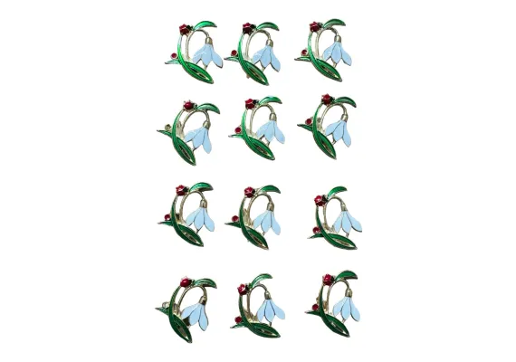 Bacanie Engros - Set12 Brose Martisor marime mica, 3.5cm, Ghiocel Norocos 