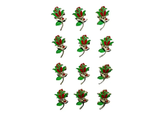 Bacanie Engros - Set12 Brose Martisor marime mica, 3.5cm, Trandafir Elegant 