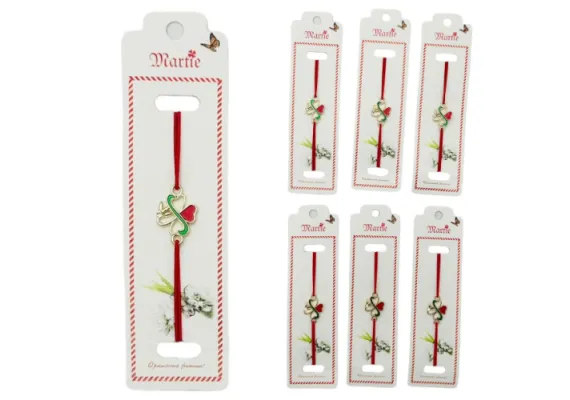 Bacanie Engros - Set24 de Bratari Martisor, Trifoi Norocos, snur rosu elastic, model 2025 