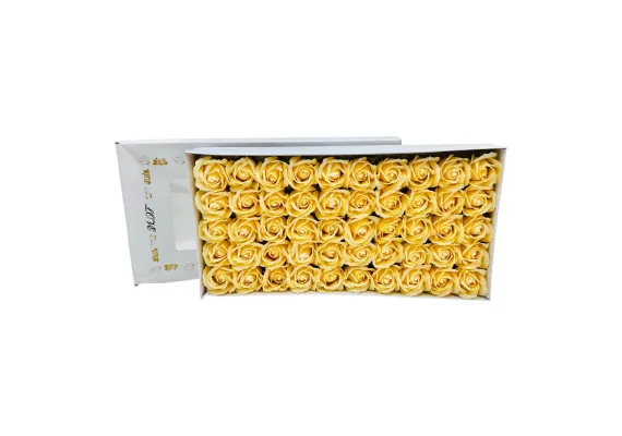Aranjamente florale Engros - Setde 50 Trandafiri din Săpun Parfumat, galben intens– Eleganță și Profitabilitate 50x25cm 