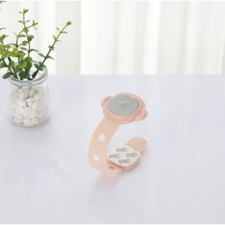 Siguranta pentru Usi Copii, , Sistem de Blocare Sertare, Dulap, Frigider, Adeziv, cu Sistem de Inchidere Dublu, Model Maimutica, Roz [3]