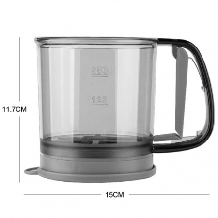 Sita Cernator Manual de Faina Portabila, , din Plastic, cu Maner, Strat Dublu, 15 x 12 x 11 cm, Transparent Gri Inchis [7]