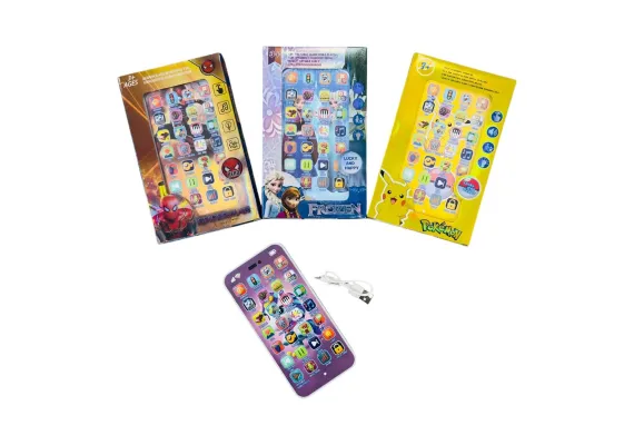 Smartphone interactiv pentru copii, cu sunete, touch-screen, incarcare USB, multicolor, 17×10cm, 