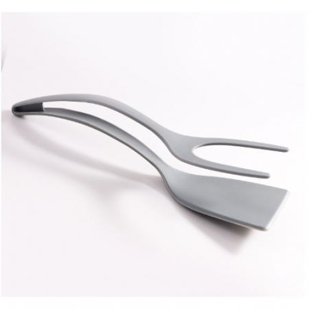 Articole pentru Casa Engros - Spatula Multifunctionala tip Cleste, , Spatula Cleste pentru Gatit, Silicon PP, pentru Alimente, Carne, Paine, 31 x 8.5 cm Gri