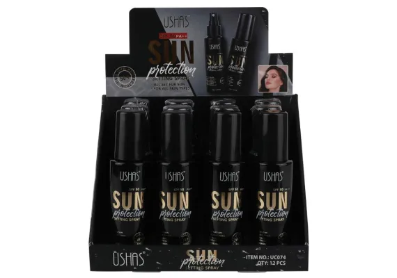 Produse pentru Fata Engros - Spray de fixare machiaj cu protecție solară USHAS Sun Protection Setting Spray SPF 50 – Machiaj rezistent și protecție maximă 