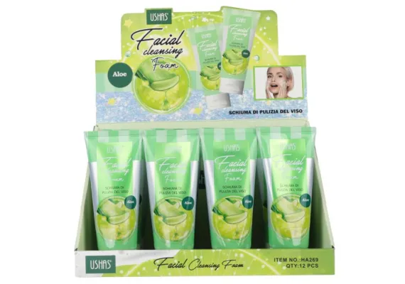 Articole pentru copii Engros - Spumă de Curățare Facială USHAS cu Aloe Vera 100ml – Hidratare și Curățare Profundă 