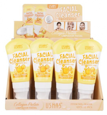 Spumă de Curățare Facială USHAS cu Colagen și Proteine 85g – Hidratare și Fermitate  [1]