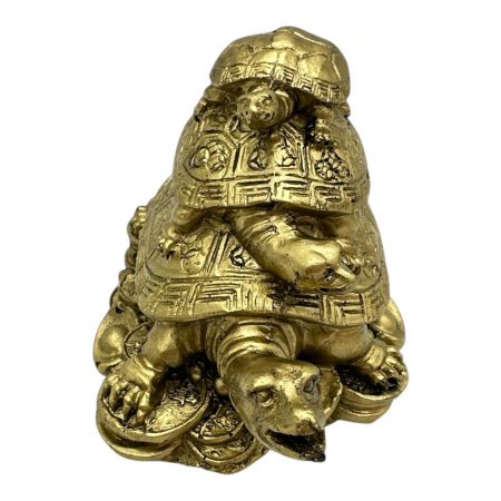 Statueta feng shui trei generatii de broaste testoase – decor din rasina 9cm pentru noroc si armonie,  [2]