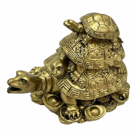 Statueta feng shui trei generatii de broaste testoase – decor din rasina 9cm pentru noroc si armonie,  [1]