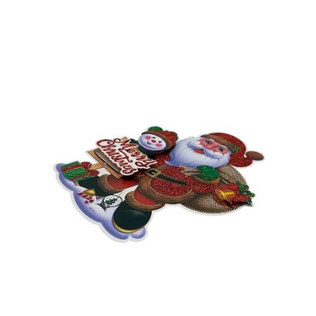 Sticker decorativ Craciun Mos Craciun 3D cu sclipici 22x18.5 cm [1]