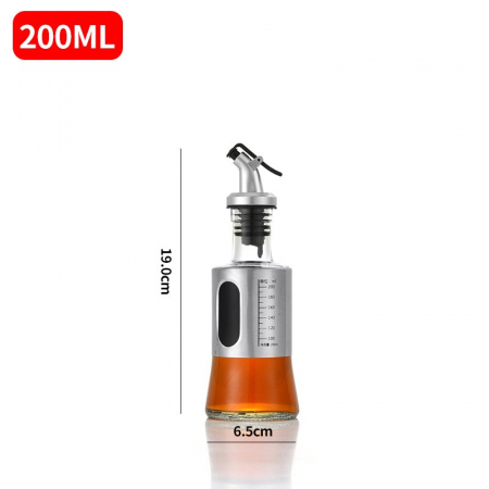 Sticla de ulei, , Sticla de Ulei din Otel Inoxidabil, Sticla pentru Lichide de Bucatarie, Sticla pentru Lichide de Gatit, 19 x 6.5 cm, volum 200 ml, Gri Transparent [2]
