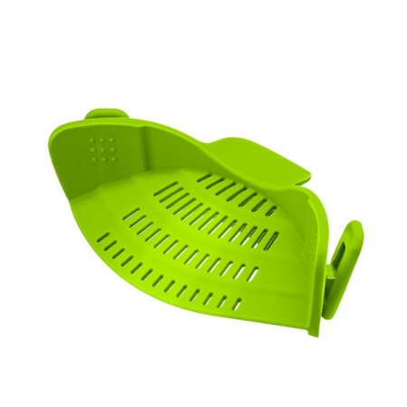 Strecurator Filtru pentru Vase, , din Silicon Rezistent la Temperaturi Inalte, Universal, Paste, Legume, Fructe, 23x12.5x6.7 cm Verde [1]