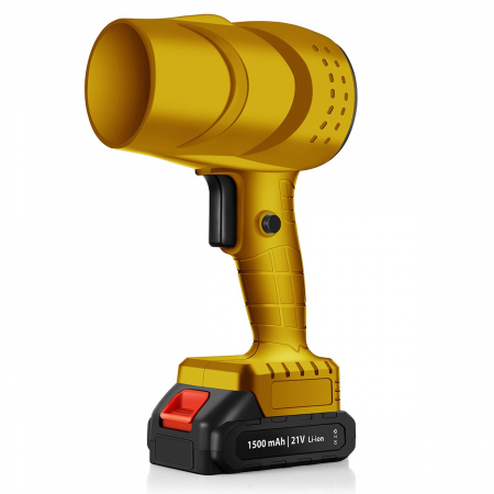 Articole pentru Casa Engros - Suflanta de Aer Multifunctionala Portabila, , Incarcare Auto, pentru Gratar, Masina, Indepartare Frunze si Praf, 1500 mAh, Viteta de Rotatie 25000 RPM, 2 Baterii de Li si Incarcator, Galben