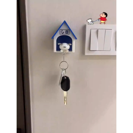 Suport de Chei, , Model Casuta si Breloc Caine Alb, 7x6x4cm [6]