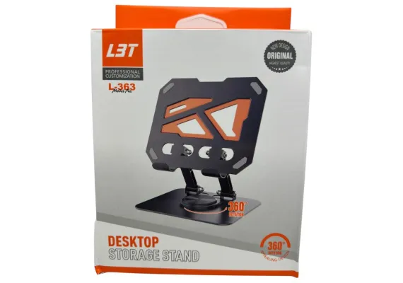Electronice, Auto & Telefoane Engros - Suport metalic pentru tableta L-363 – rotire 360 grade, reglabil, dimensiune 13.5x16.5 cm, stabil si durabil pentru birou sau acasa, 