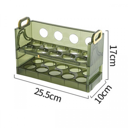 Suport - Organizator pentru Oua in Frigider, , pentru 20 de oua in 2 Straturi, din Plastic 25.5 x 10 x 17 cm, Verde Transparent [2]
