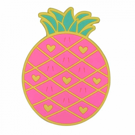 Articole pentru Casa Engros - Suport pentru Pahar, , Model Ananas, din PVC, 12 x 9 cm, Rezistent la Caldura, Roz
